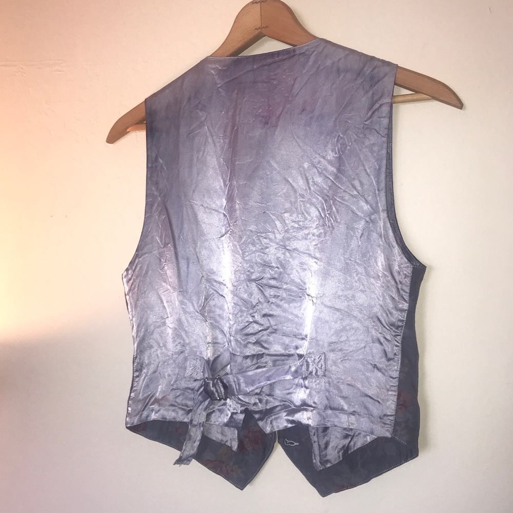 Et Vous 80s floral linen vest hand dyed spring unisex M vintage one of a kind - Picture 4 of 5